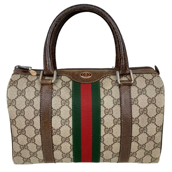 Gucci Handbags - GUCCI Vintage Monogram Stripe Boston Bag